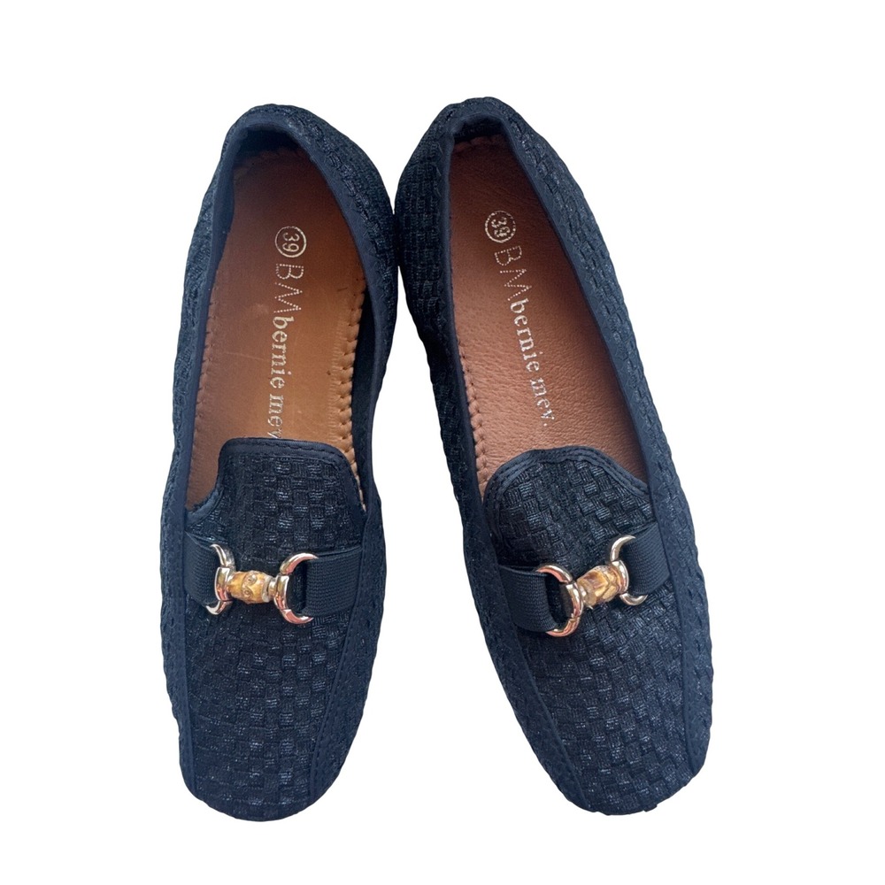 Bernie Mev Women's Black Woven Horsebit Loafers Shoes EU 39 US 8.5-9 New in Box